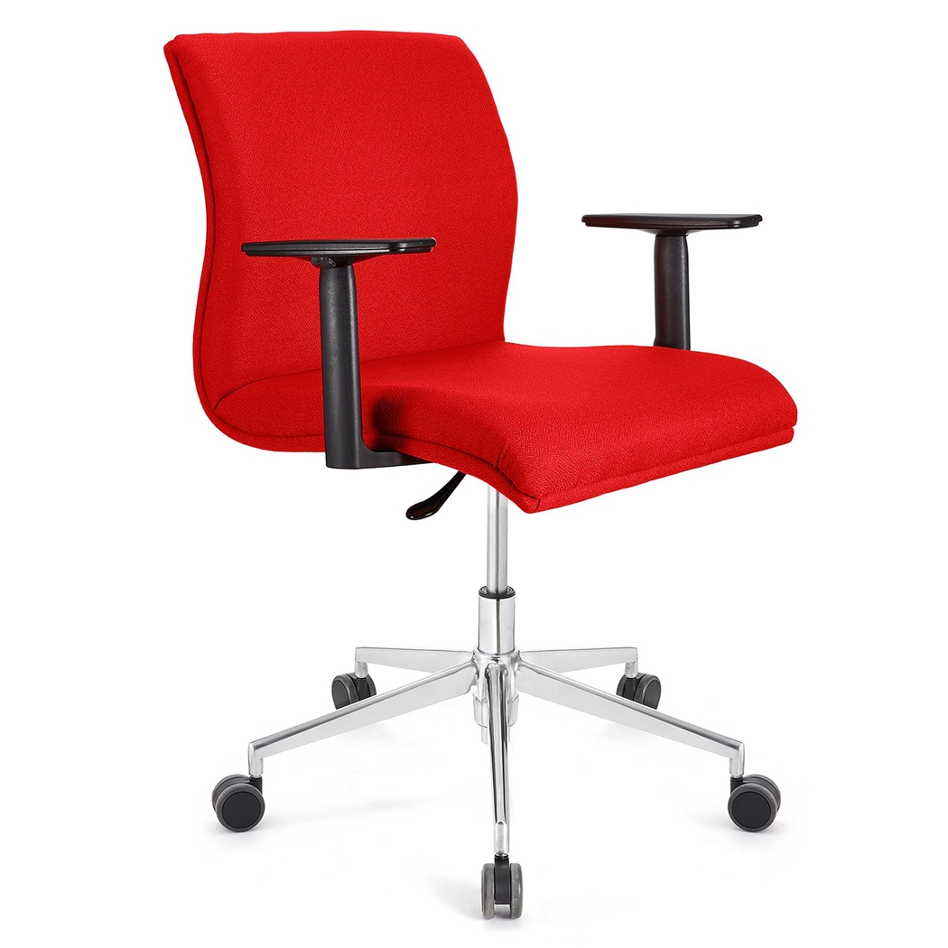 Silla de Oficina ANIBAL BASE PRO, Brazos Ajustables, Acolchado en Tela Rojo