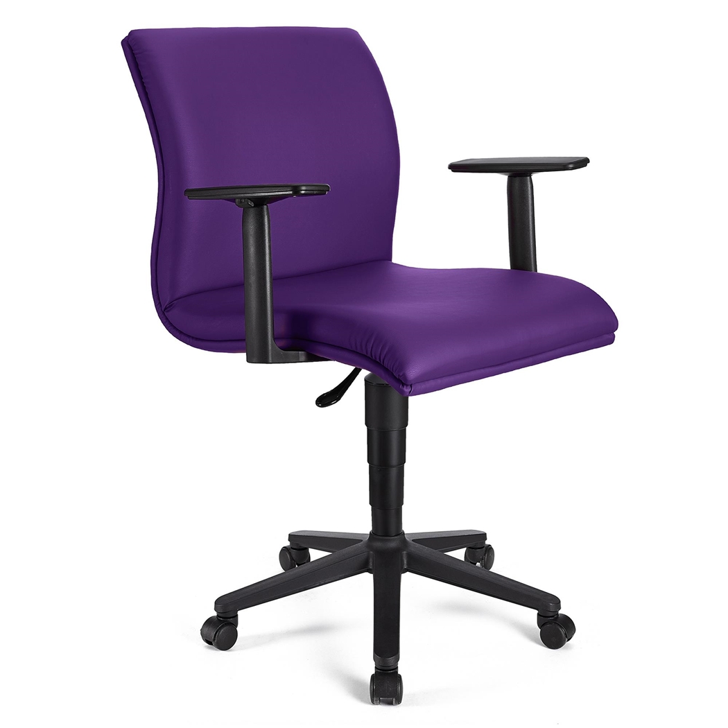 Silla de Oficina ANIBAL BASE PIEL, Brazos Ajustables, Acolchado en Color Morado