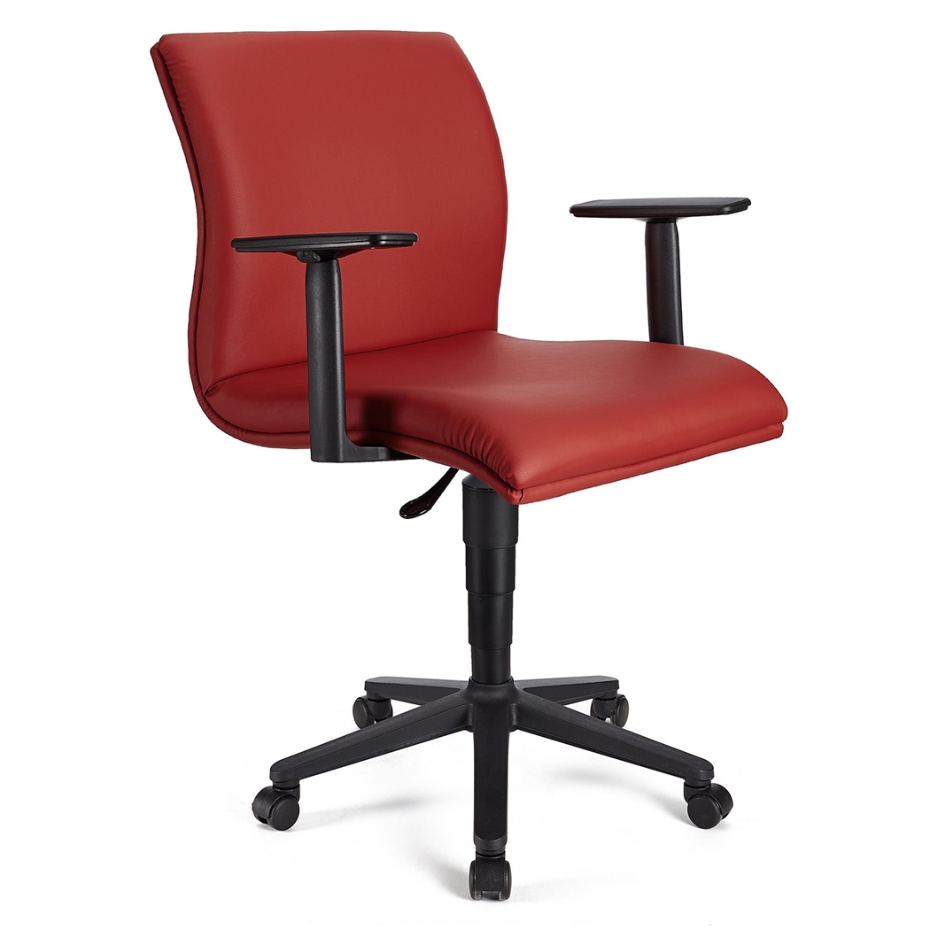 DEMO# Silla de Oficina ANIBAL BASE PIEL, Brazos Ajustables, Acolchado en Color Rojo