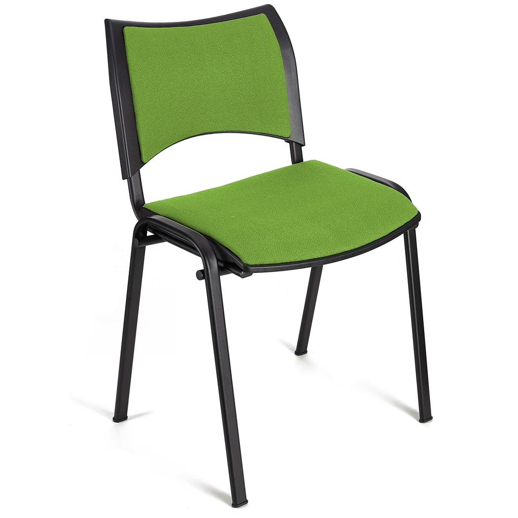 Silla de Confidente ROMEL, Cómodo Acolchado, Apilable, Patas Negras, en Tela Verde Lima