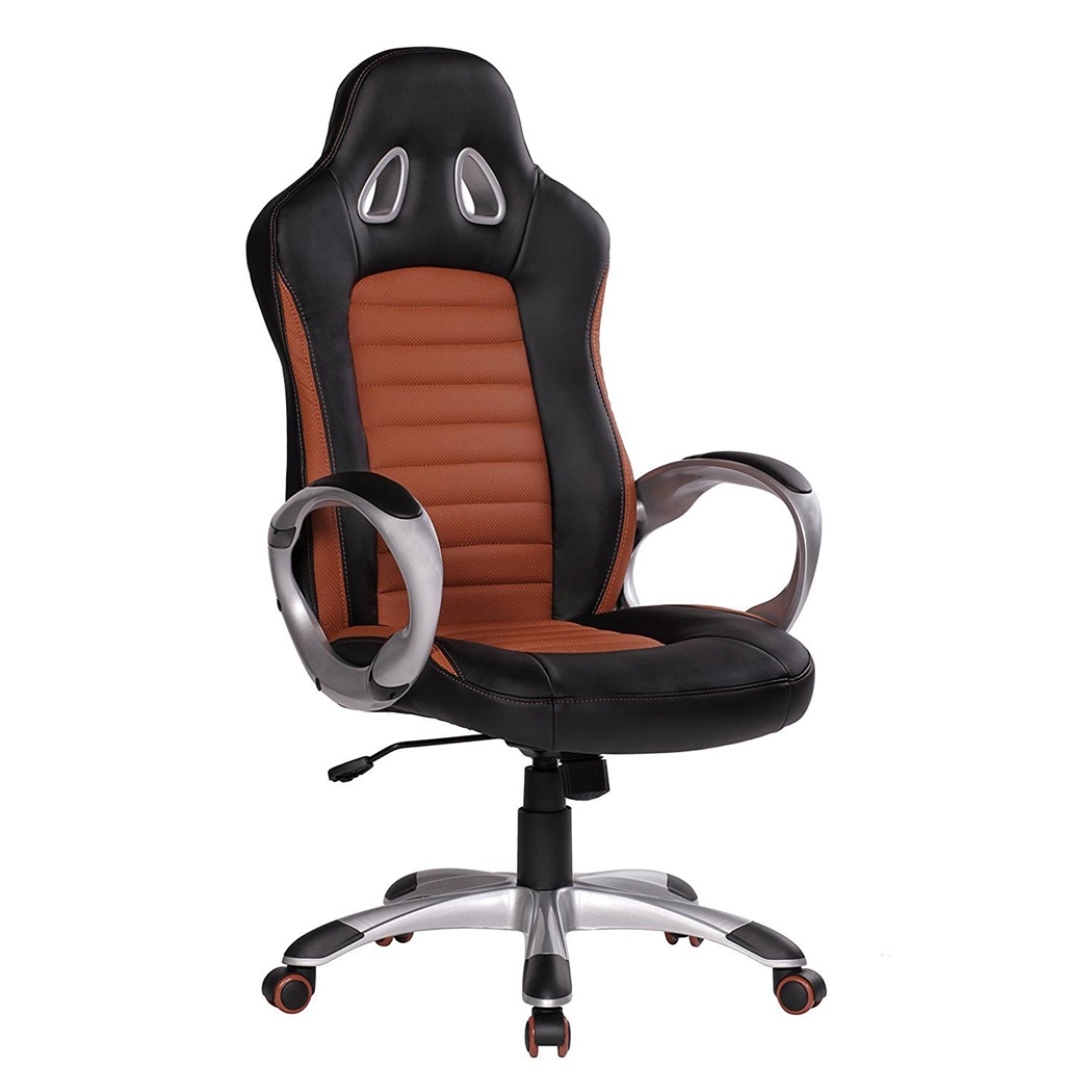 Silla Gaming MUSAKU, Diseño Exclusivo con Costuras, Gran Calidad, Piel Marrón