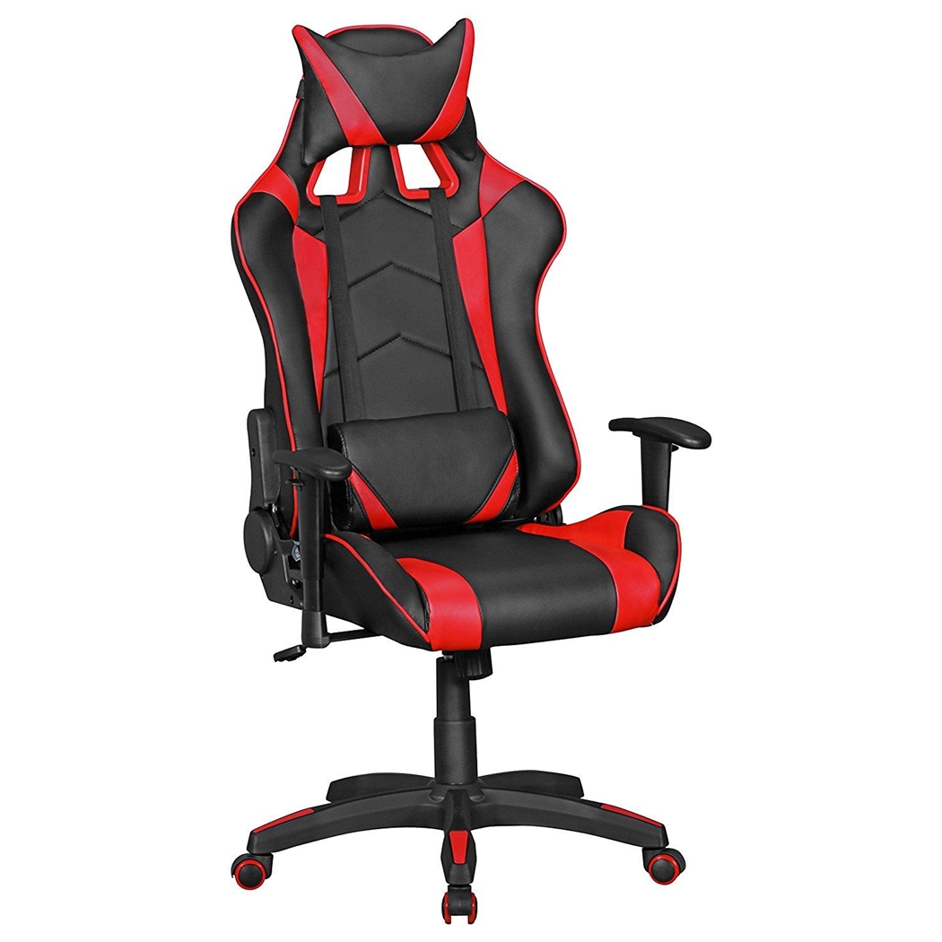 Silla Gaming ORBY, Respaldo Reclinable, Incluye Cojines, En Piel Negro y Rojo