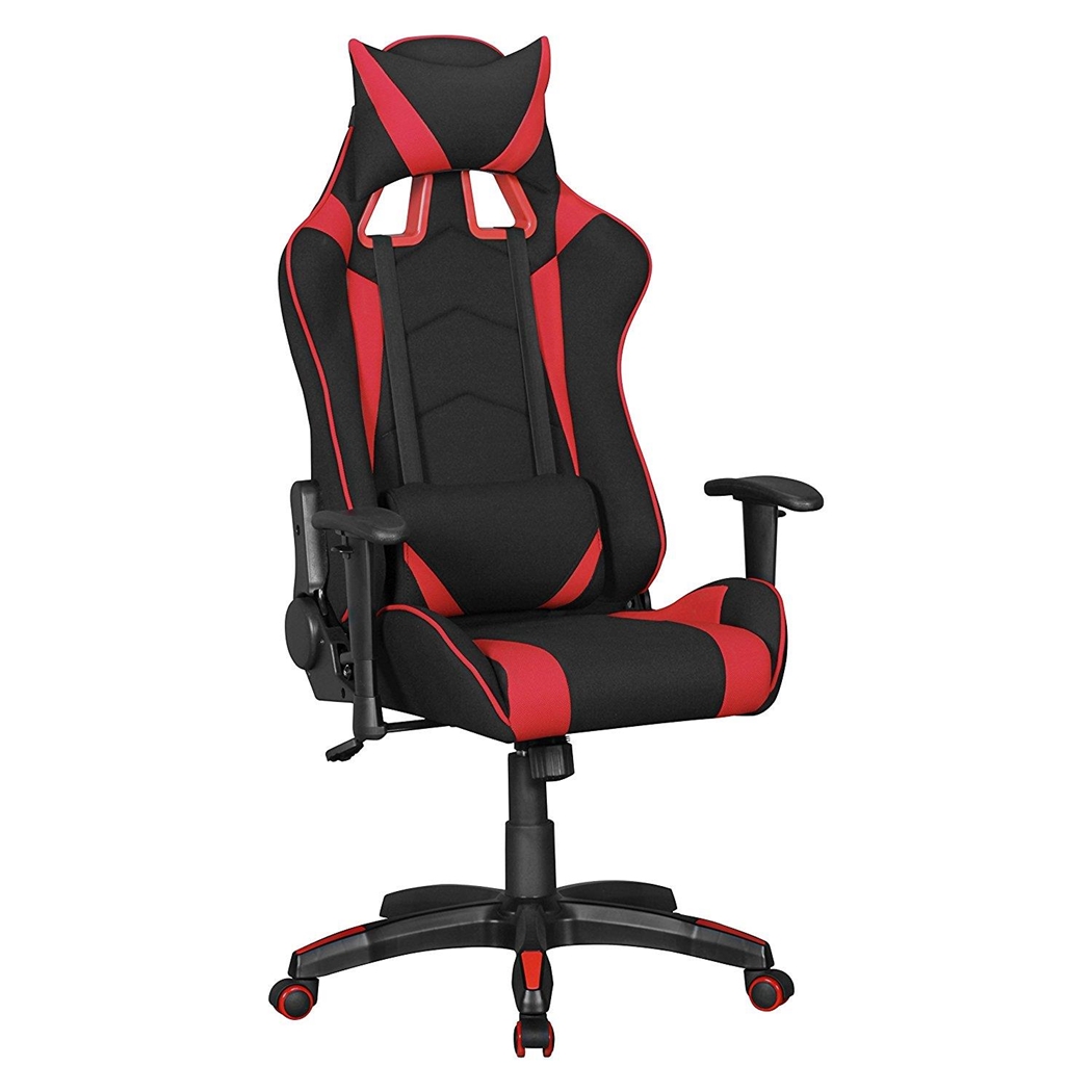 Silla Gaming ORBY TELA, Respaldo Reclinable, Incluye Cojines, En Negro y Rojo