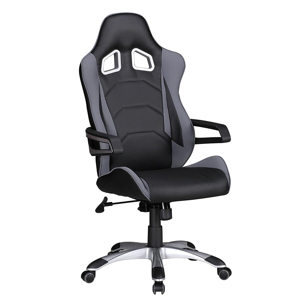 Silla Gaming GUBEN, Diseño Deportivo muy Moderno, Uso Profesional, En Tela color Gris y Negro