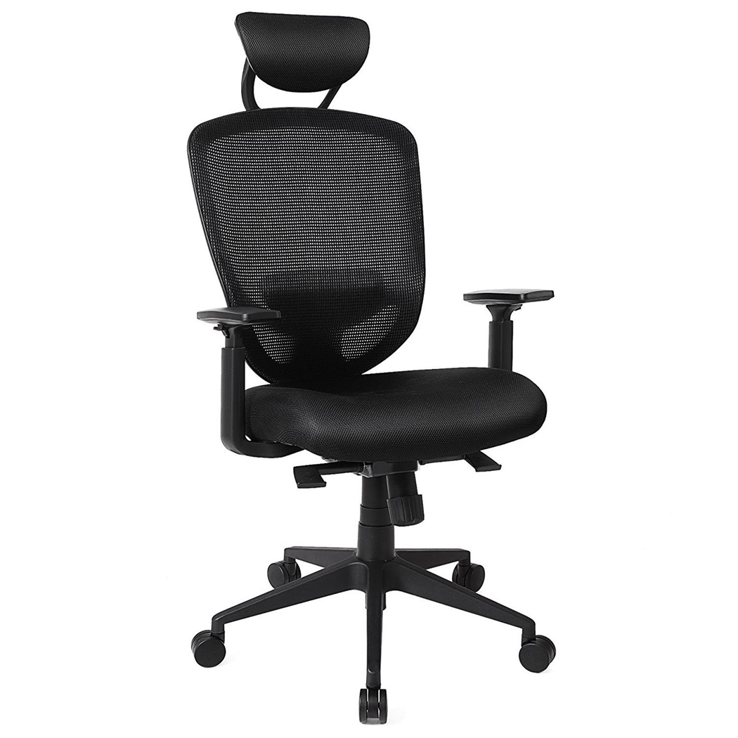 Silla Ergonómica VAGU, Soporte Lumbar, Brazos Ajustables, en Malla Transpirable color Negro