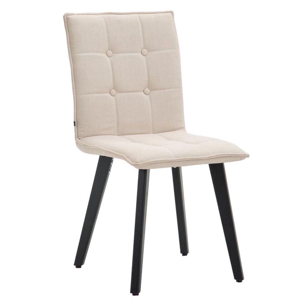 Silla de Confidente ERNY, Patas de Madera Negras, Tela Crema