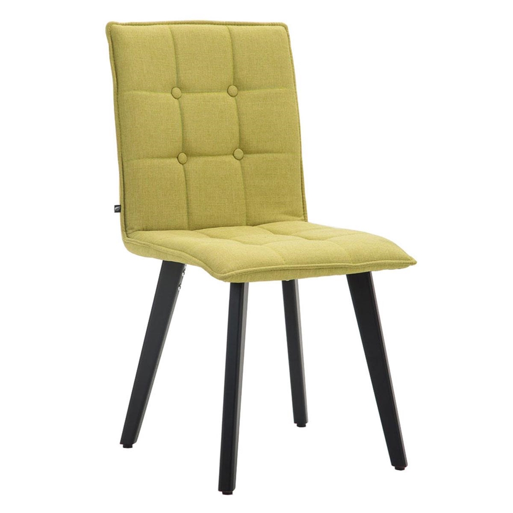 Silla de Confidente ERNY, Patas de Madera Negras, Tela Verde