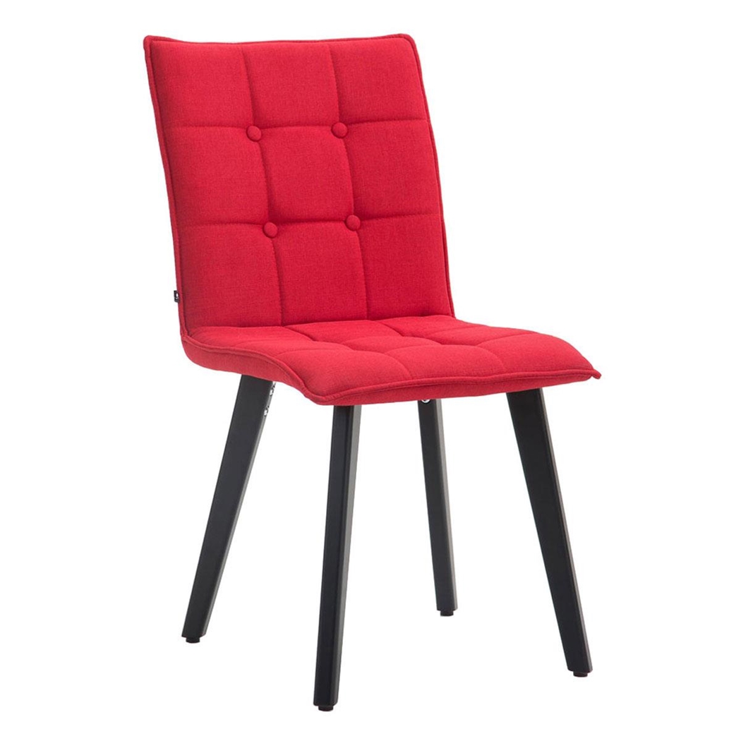 Silla de Confidente ERNY, Patas de Madera Negras, Tela Roja