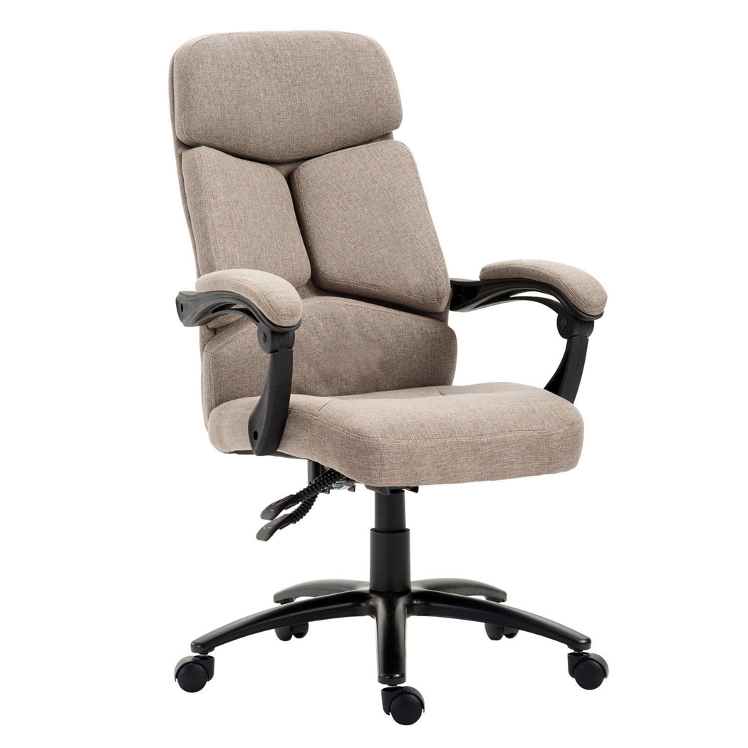 Sillón de Oficina JACKO, Reclinable hasta 135º, Grueso Acolchado, en Tela color Marrón Claro
