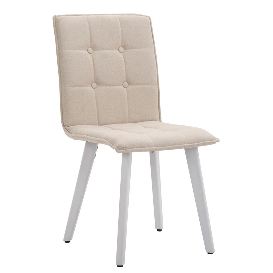 Silla de Confidente ERNY, Patas de Madera Blancas, Tela Beige