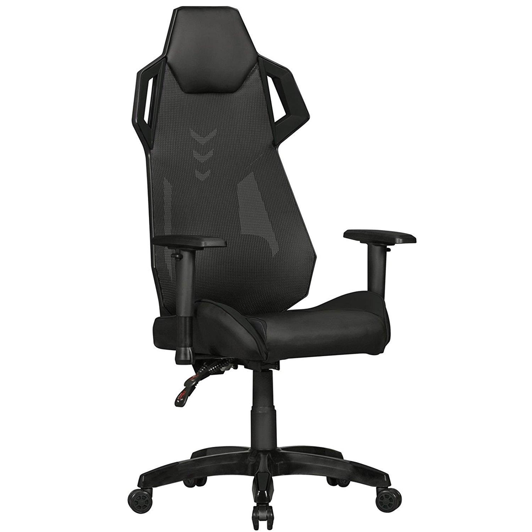 Silla Gaming GAMEPAK, Ergonómica, Soporte Lumbar, en Piel y Malla color Negro