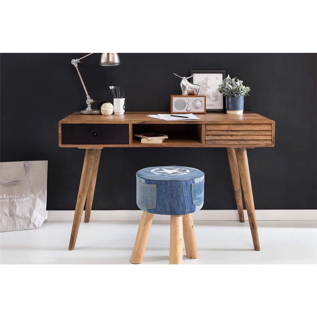 Mesa de Escritorio REPANG, Dimensiones 117x60x75 cm, en Madera color Roble y Negro