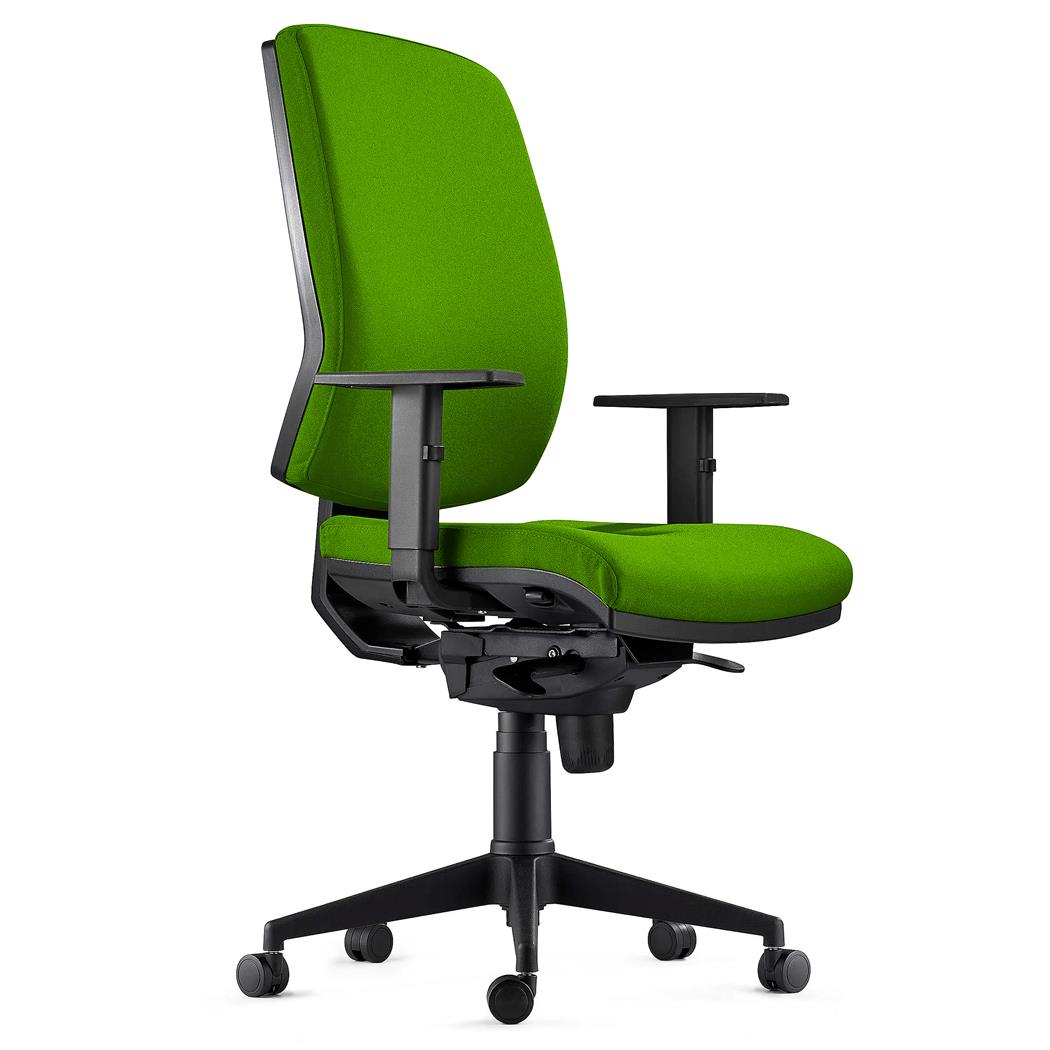 Silla Ergonómica OLIVER, Tela Verde, Uso 8 Horas, Grueso Acolchado