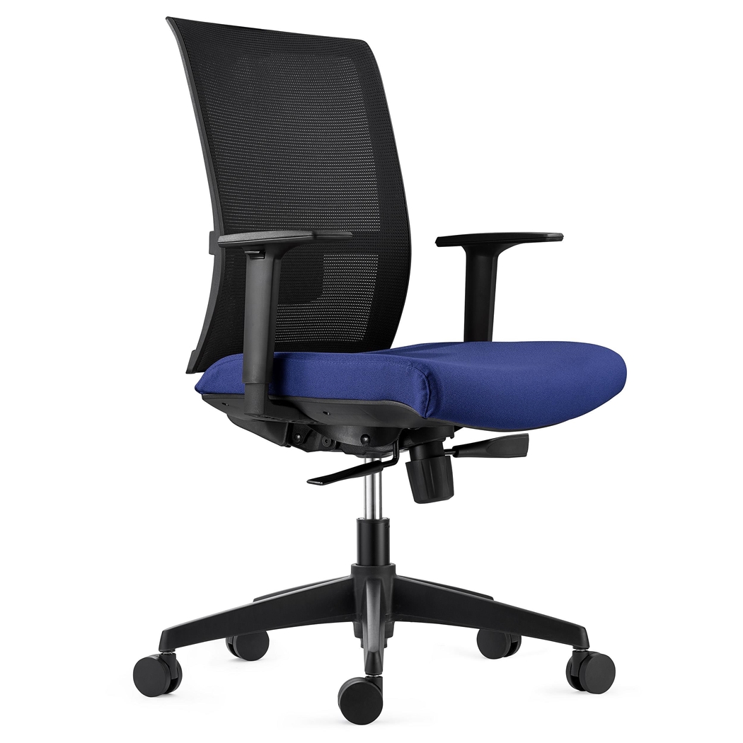 Silla Ergonómica EXON, Soporte Lumbar, Uso 8 Horas, en Tela y Malla, color Azul Oscuro