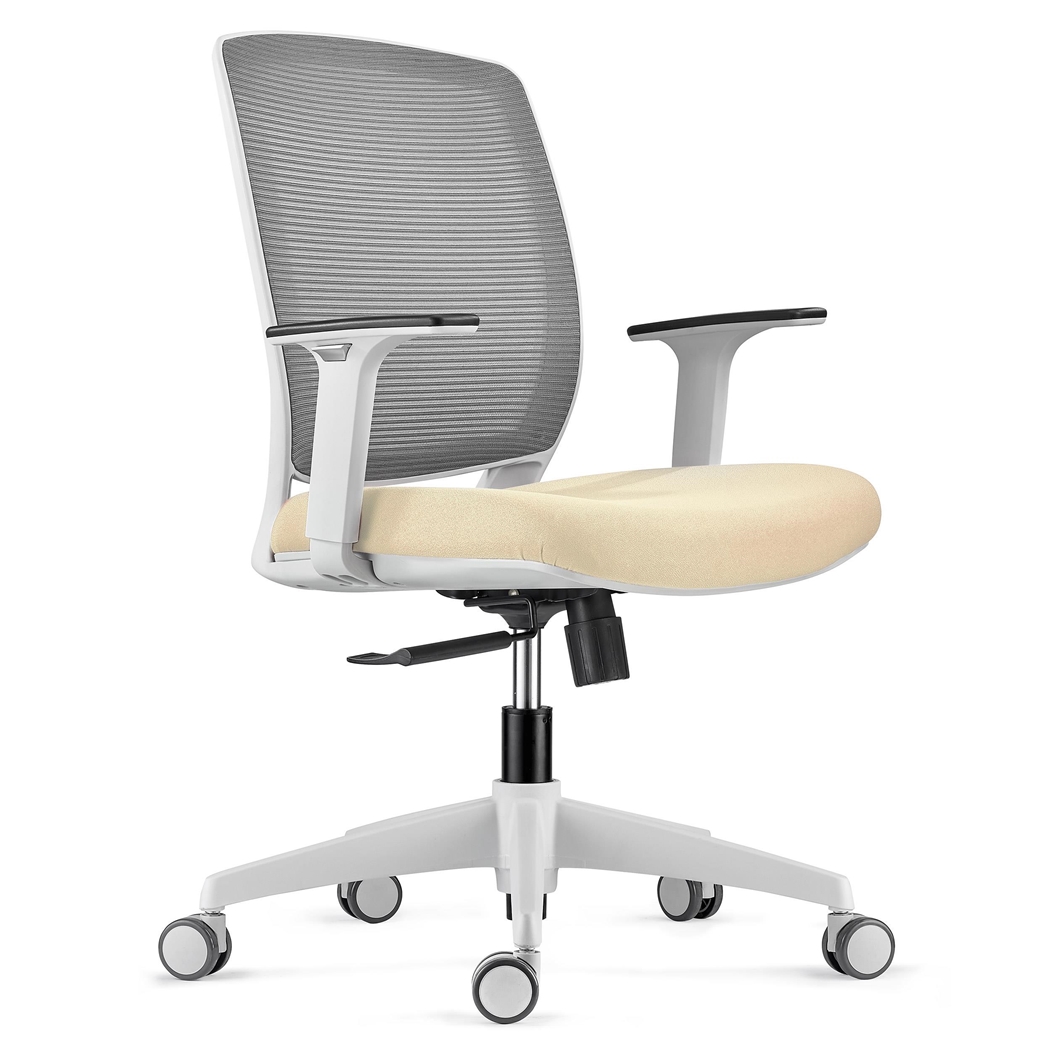 Silla de Oficina MISURI GREY, Brazos Ajustables, en Malla Transpirable color Gris / Crema