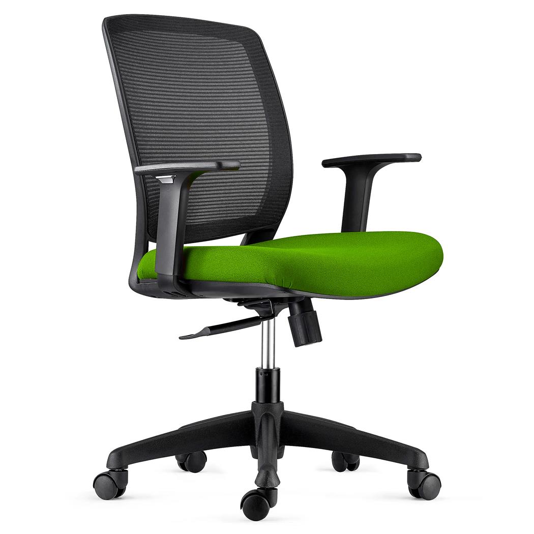 Silla de Oficina MISURI, Brazos Ajustables, en Malla Transpirable color Negro / Verde