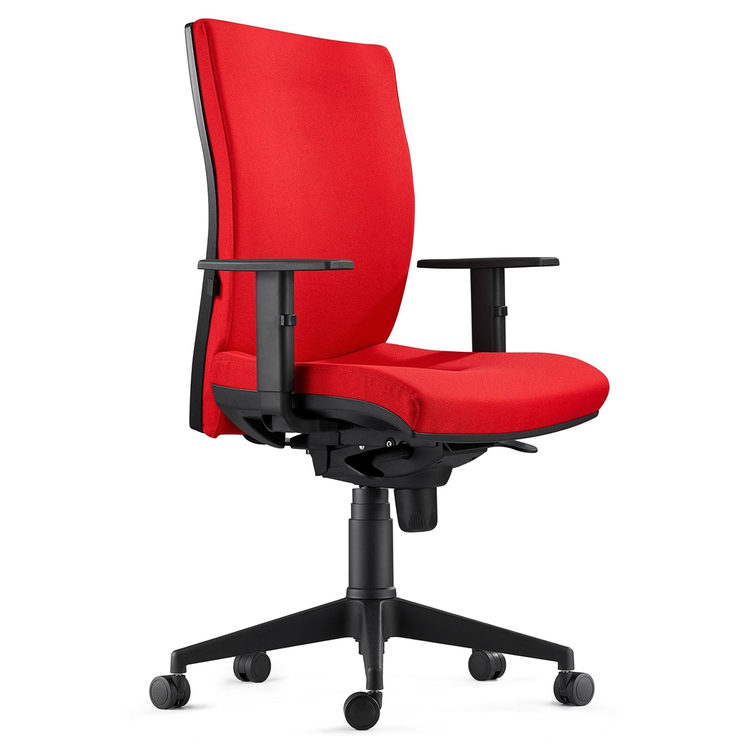 Silla Ergonómica KEVIN, Tela Roja, con Soporte Lumbar