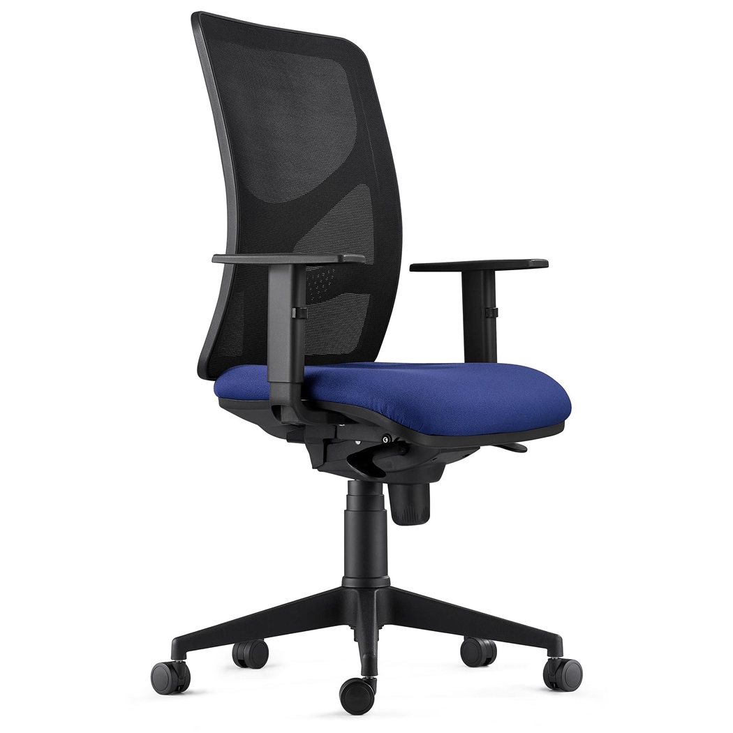 Silla de Oficina MILO, Brazos Ajustables, Soporte Lumbar, en Tela color Azul Oscuro