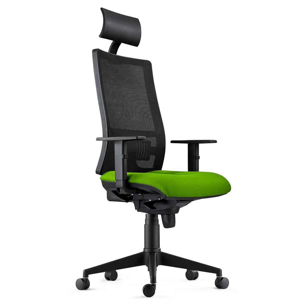 Silla Ergonómica MARSA, Reposacabezas, Brazos Ajustables y Soporte Lumbar, en Verde