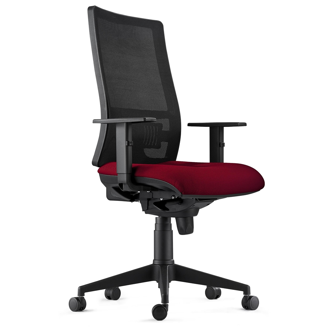 Silla Ergonómica EMERSON, Brazos Ajustables y Soporte Lumbar, en Burdeos