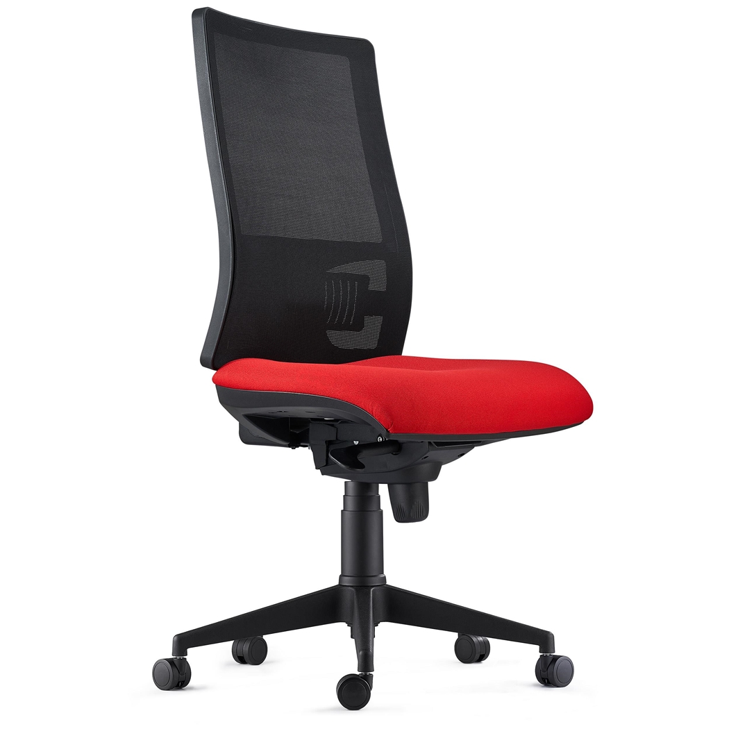 Silla Ergonómica EMERSON, Sin Reposabrazos, Respaldo Ajustable, en Tela color Rojo