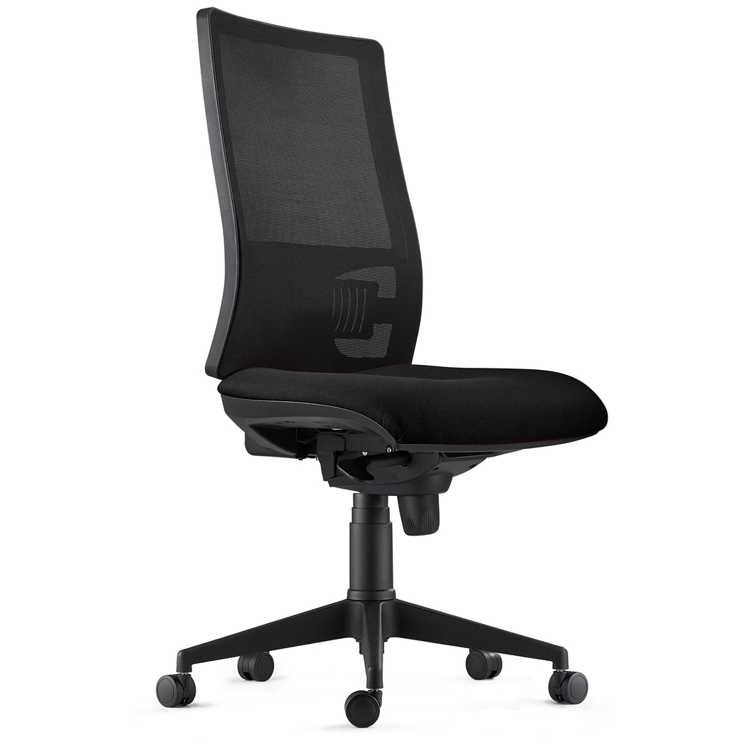 Silla Ergonómica EMERSON, Sin Reposabrazos, Respaldo Ajustable, en Tela color Negro 