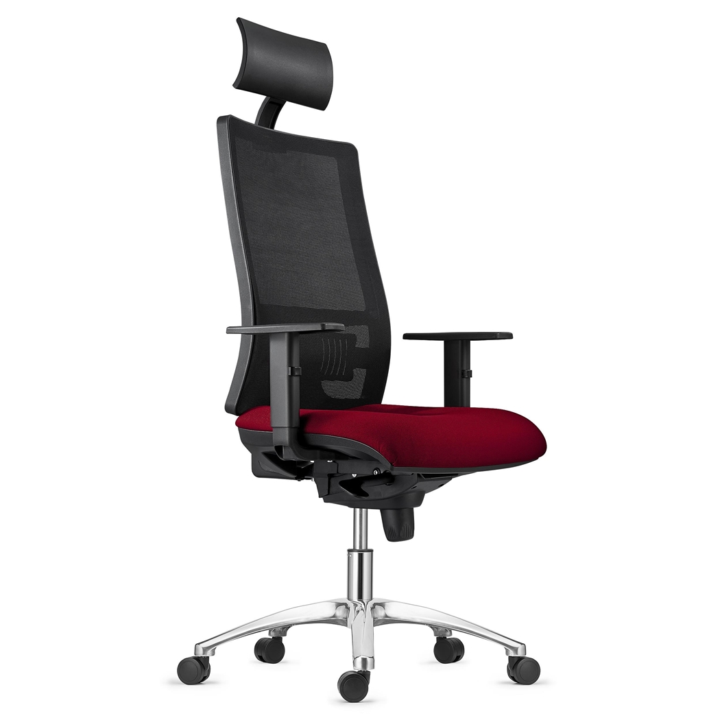 Silla Ergonómica MARSA, Base Metálica, Reposacabezas, Brazos Ajustables y Soporte Lumbar, en Burdeos