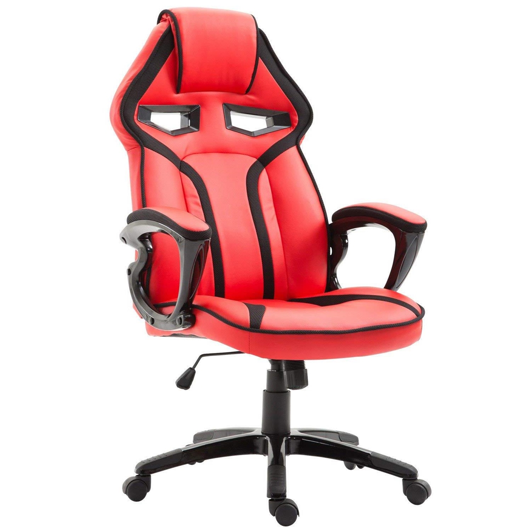 Silla Gaming GOTAM, Mecanismo Basculante, Diseño Deportivo, en Piel color Rojo