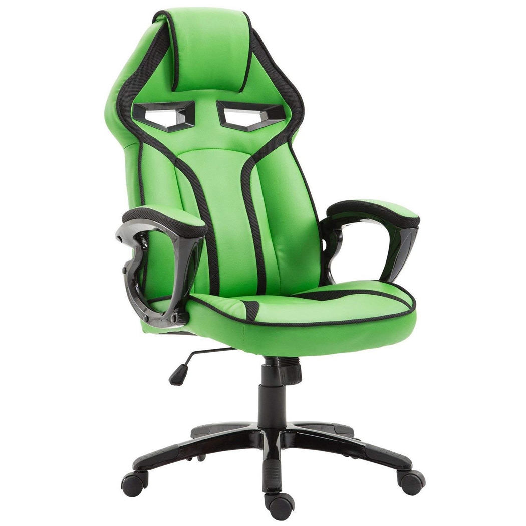 Silla Gaming GOTAM, Mecanismo Basculante, Diseño Deportivo, en Piel color Verde