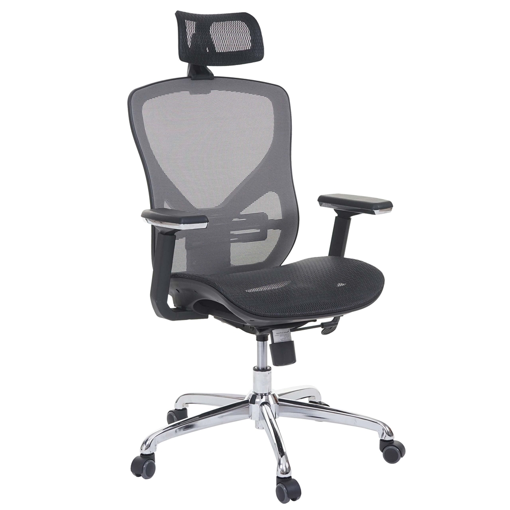 DEMO# Silla Ergonómica LAMBI, Totalmente Ajustable, Soporte Lumbar, en Color Negro / Gris