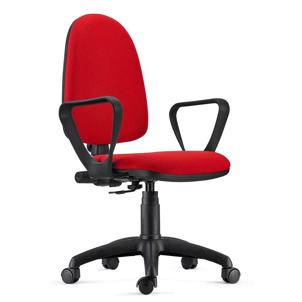 Silla de Oficina ANDREA, Respaldo Ajustable, Robusta y Versátil, con Reposabrazos, Tela Roja