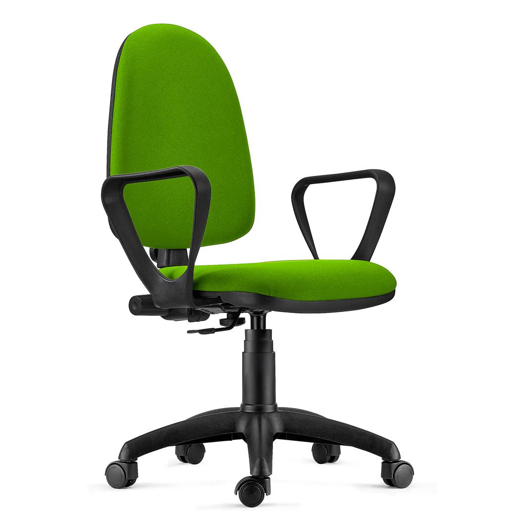 Silla de Oficina ANDREA, Respaldo Ajustable, Robusta y Versátil, con Reposabrazos, Tela Verde