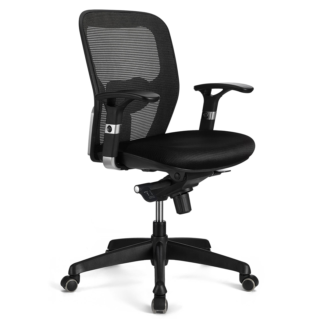 DEMO# Silla Ergonómica FELIX, Soporte Lumbar Ajustable, Adaptada uso 8h, En Negro