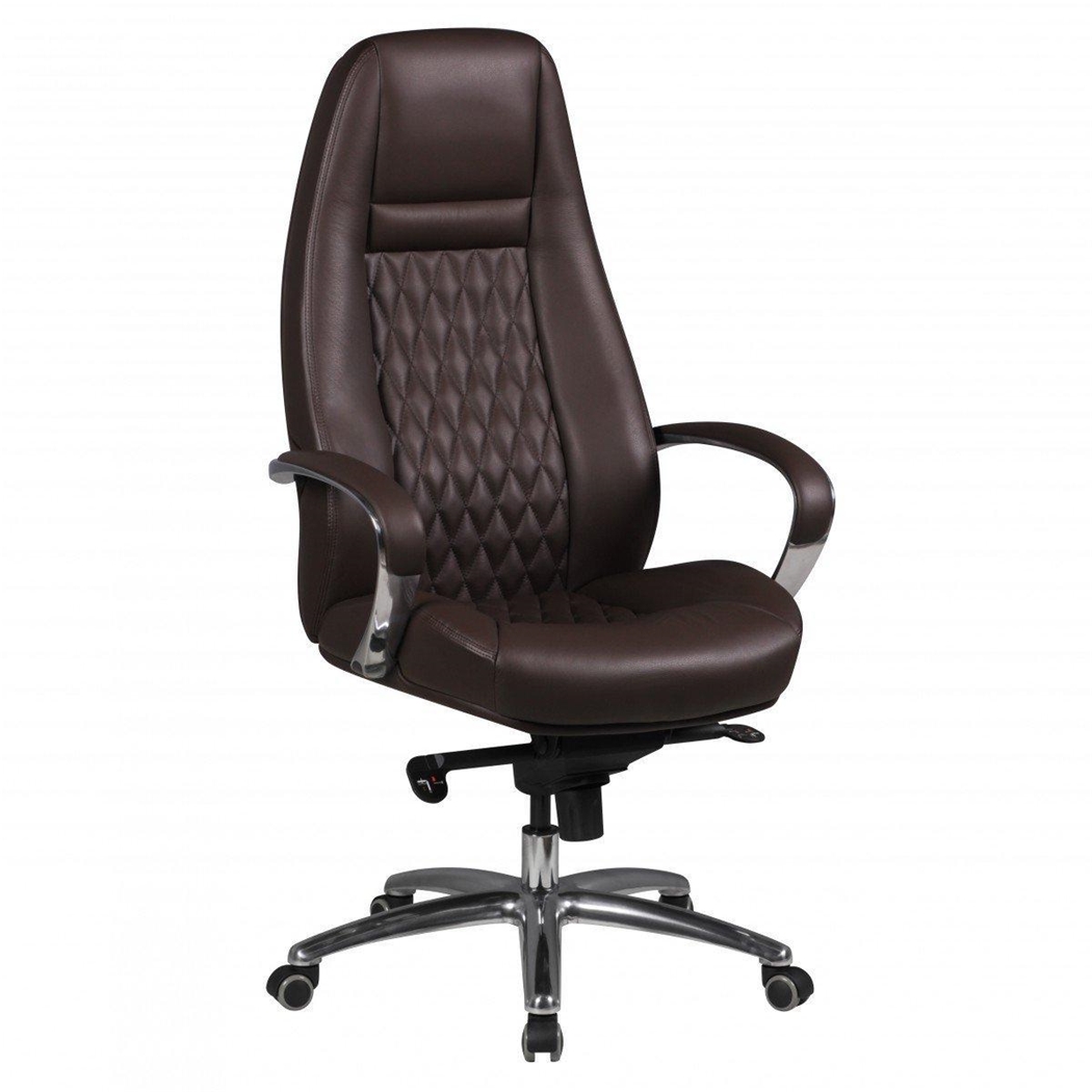 DEMO# Sillón Ergonómico TINDAYA, Diseño Exclusivo, Tapizado en Piel Genuina color Marrón Oscuro