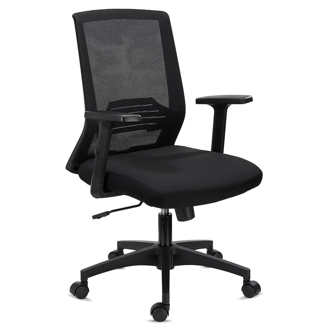 Silla de Oficina MIAMI, Soporte Lumbar, Brazos Ajustables, Cómoda y Robusta, Negro