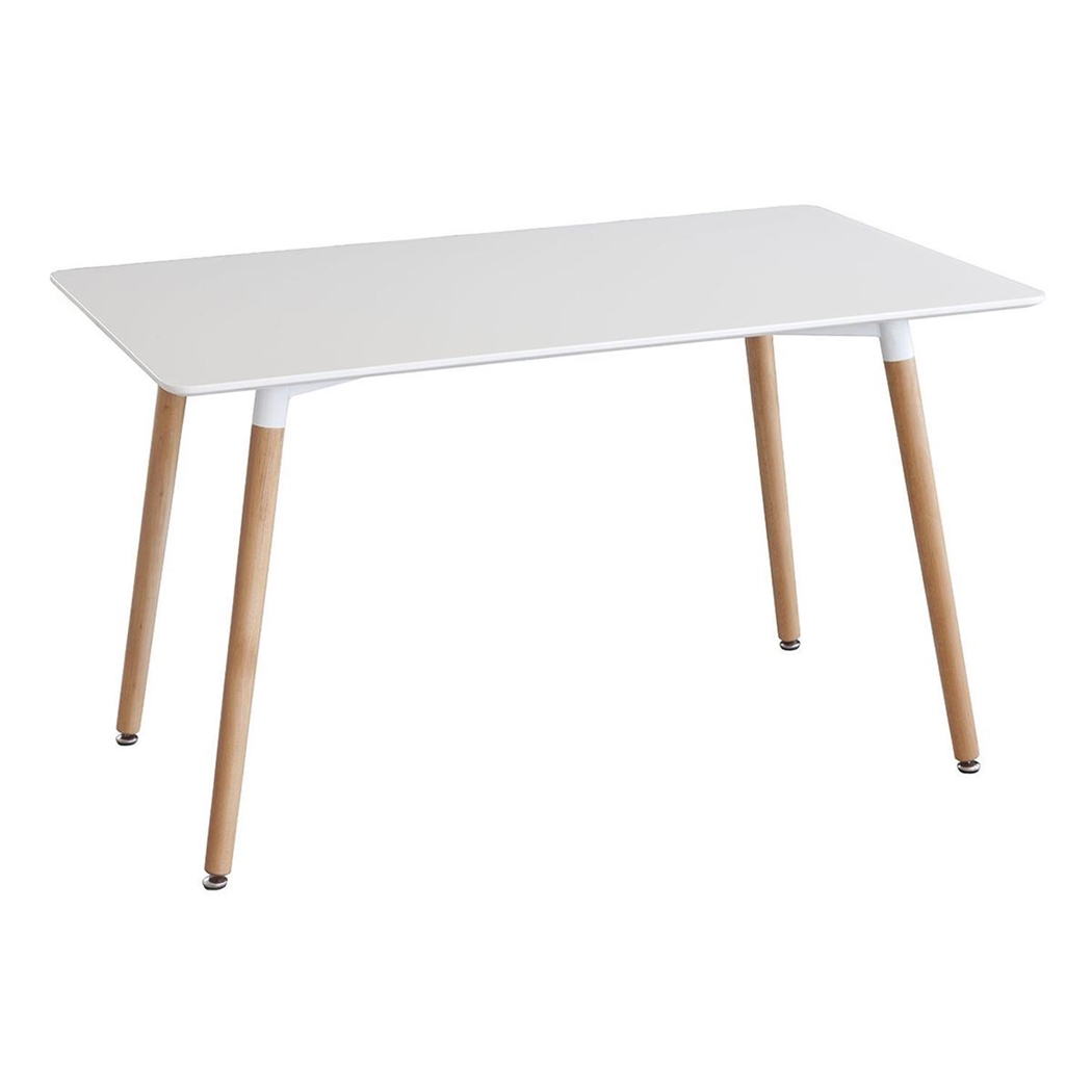 Mesa de oficina MISKE, 120x80x74 cm, Patas de Madera y Superficie en color Blanco