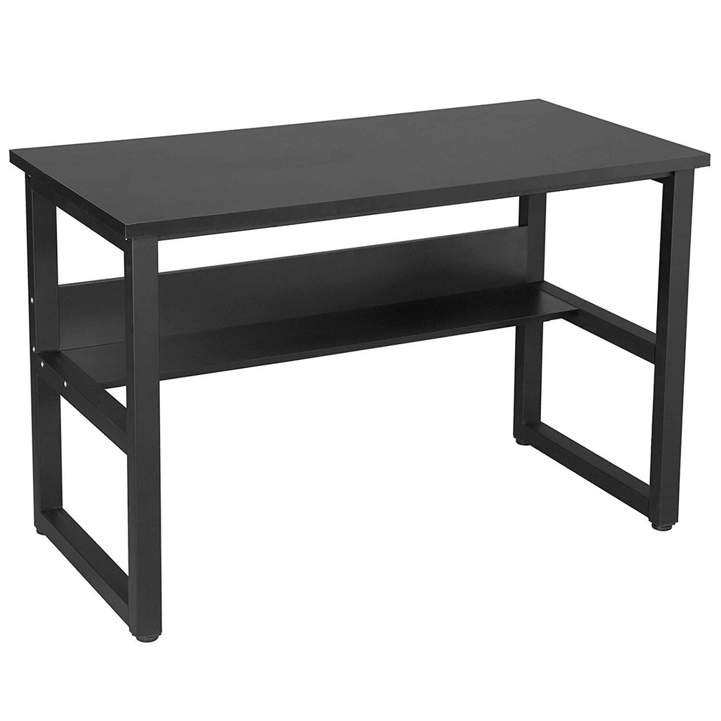 Mesa de oficina ADELIA, 120x60x75 cm, Estructura Metálica y Madera color Negro