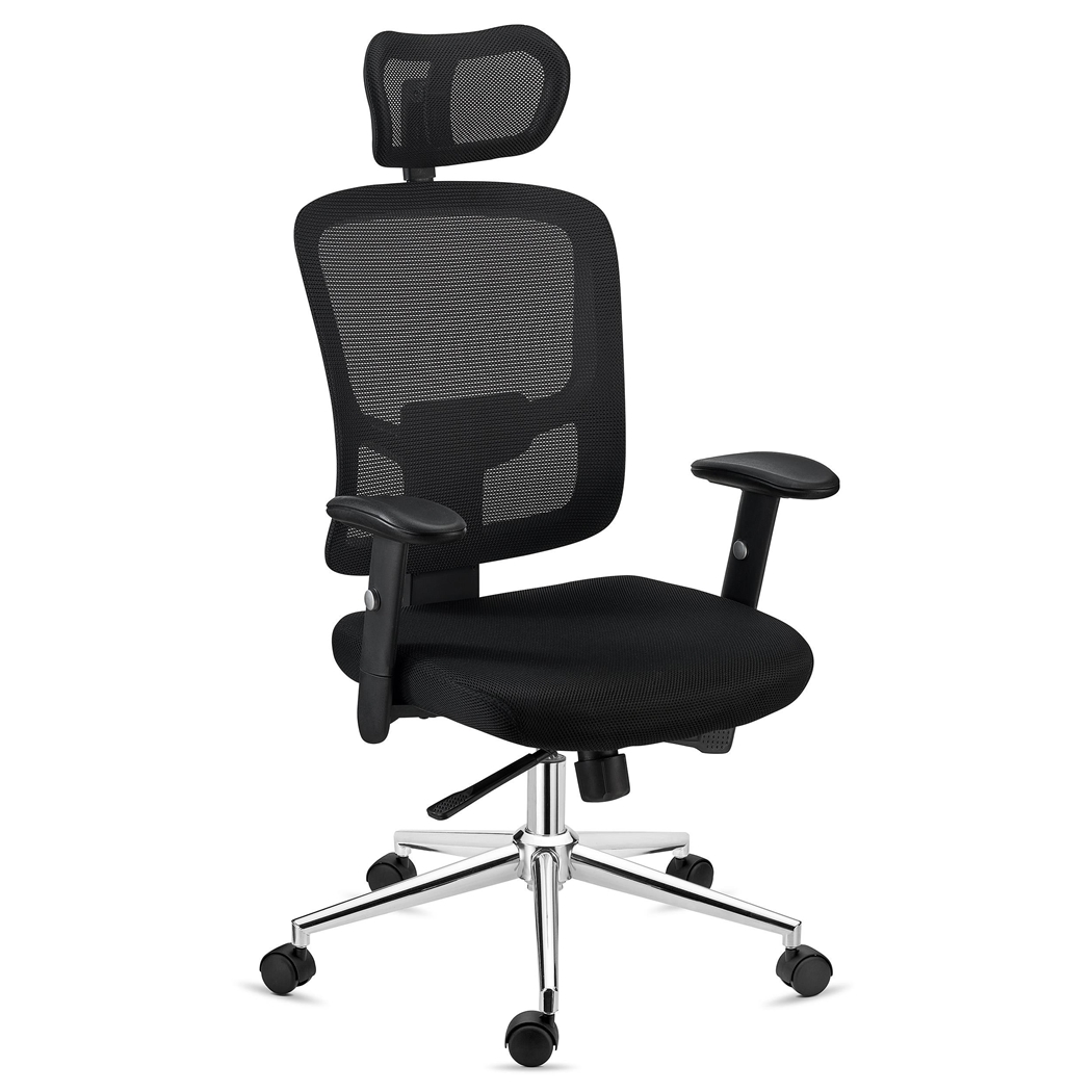 DEMO# Silla Ergonómica MARKO, Reposacabezas, Soporte Lumbar, Mecanismo Sincro, En Negro