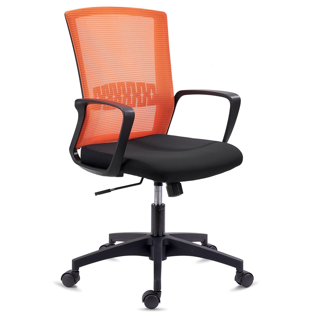 DEMO# Silla de Oficina IBIZA, Cómoda y Resistente, Soporte Lumbar, Basculante, Naranja