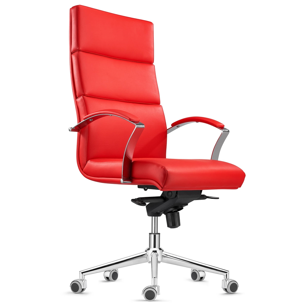 DEMO# Sillón de Oficina RABAT, en Piel color Rojo, Basculante, Gran Calidad y Diseño