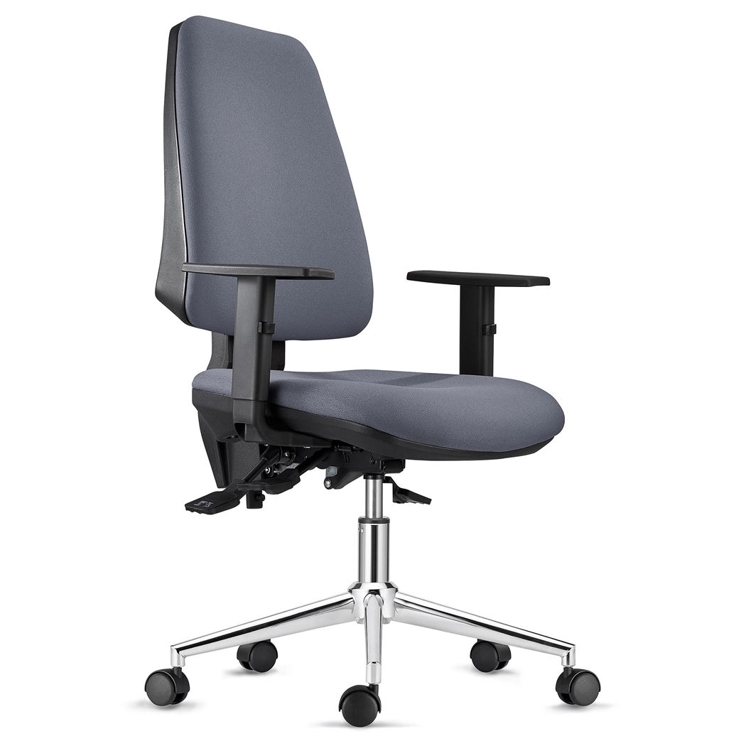 DEMO# Silla Ergonómica INDIANA, en Tela color Gris, con Base Metálica y Brazos Ajustables