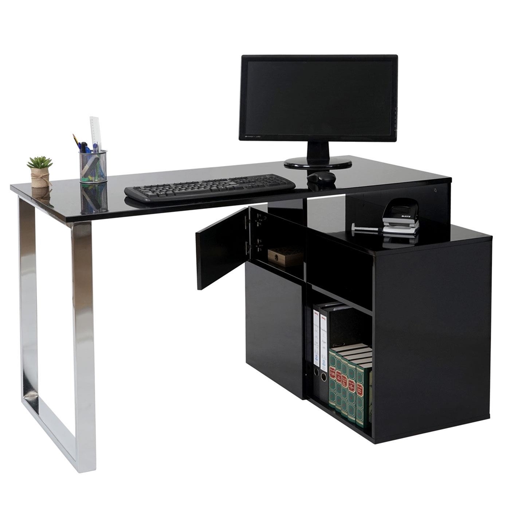 Mesa para Ordenador KATEL, Dimensiones 120x80x76 cm, en Madera color Negro