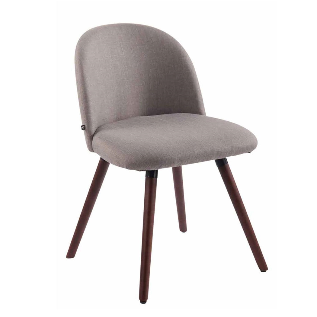 Silla de Confidente MINA, Exclusivo Diseño, Estructura en Madera Nogal, Tela Gris Claro