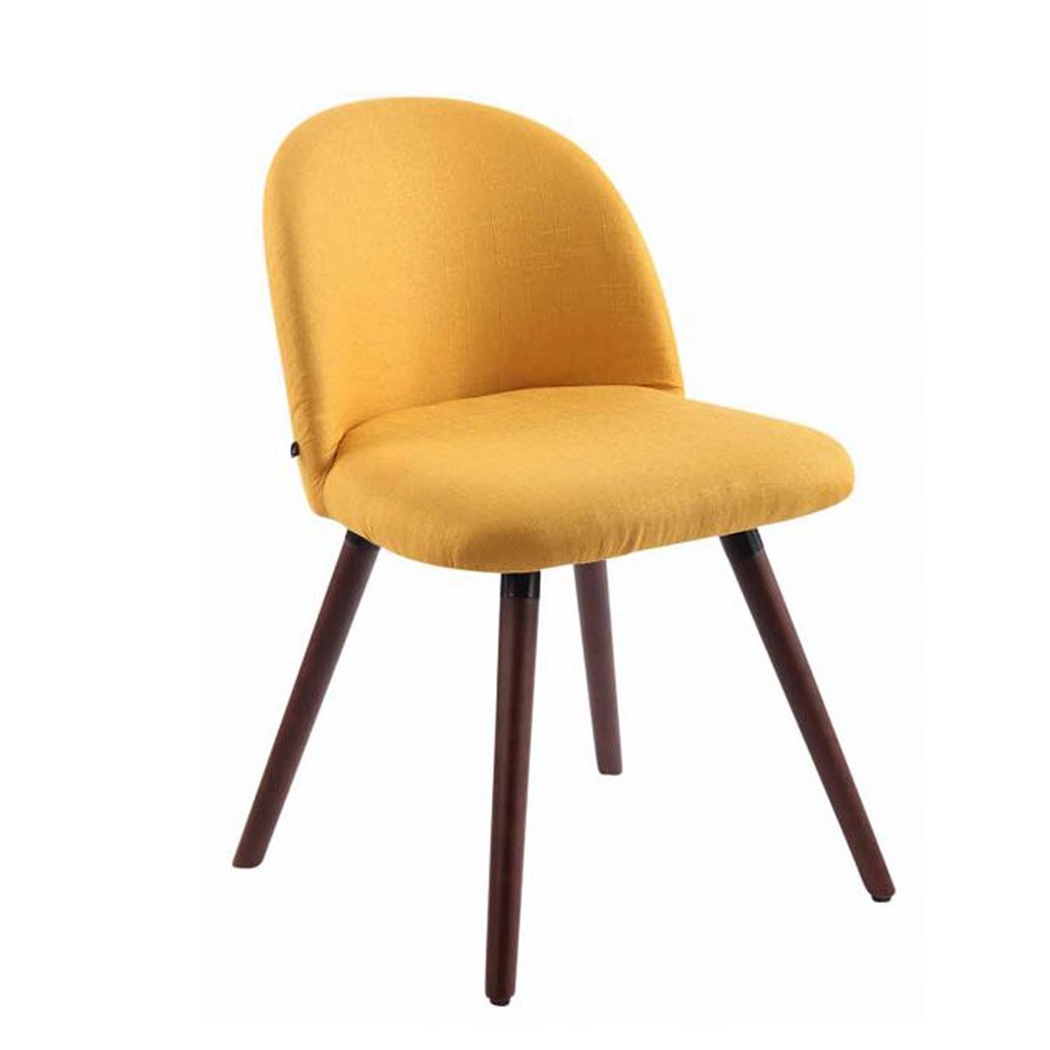 Silla de Confidente MINA, Exclusivo Diseño, Estructura en Madera Nogal, Tela Amarilla