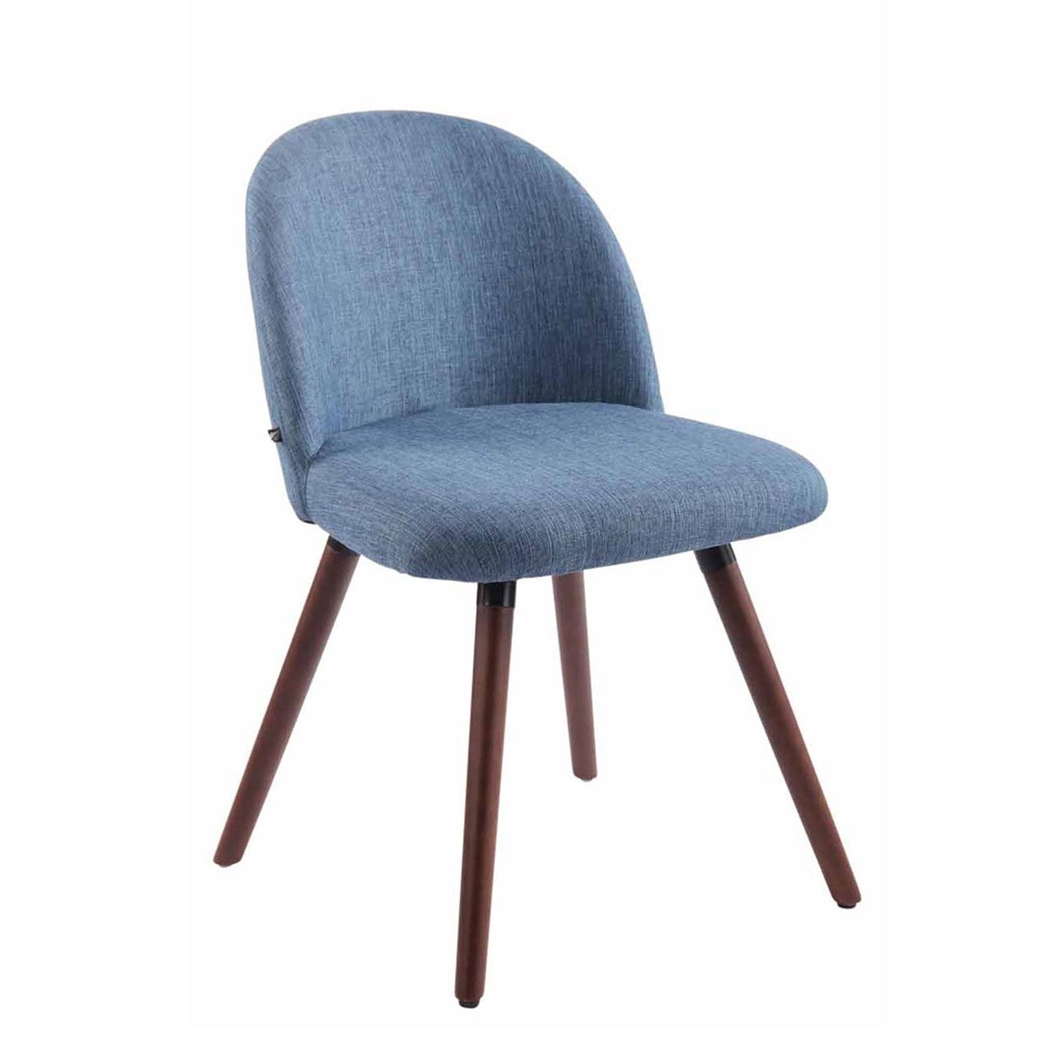 Silla de Confidente MINA, Exclusivo Diseño, Estructura en Madera Nogal, Tela Azul