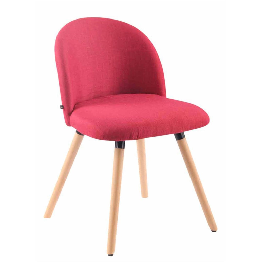 Silla de Confidente MINA, Exclusivo Diseño, Estructura en Madera Haya, Tela Roja