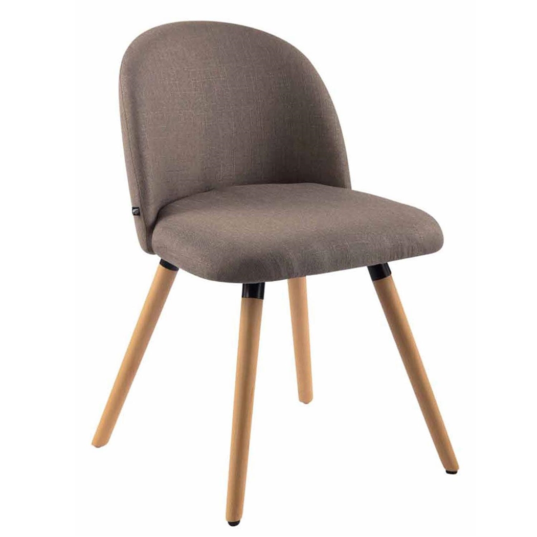 Silla de Confidente MINA, Exclusivo Diseño, Estructura en Madera Haya, Tela Gris Pardo