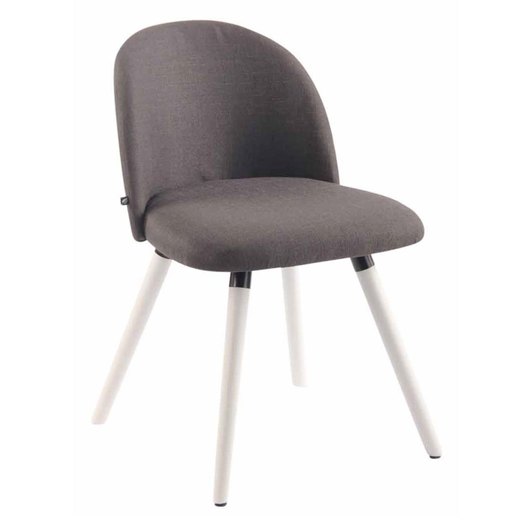 Silla de Confidente MINA, Exclusivo Diseño, Estructura en Madera Blanca, Tela Gris Oscuro