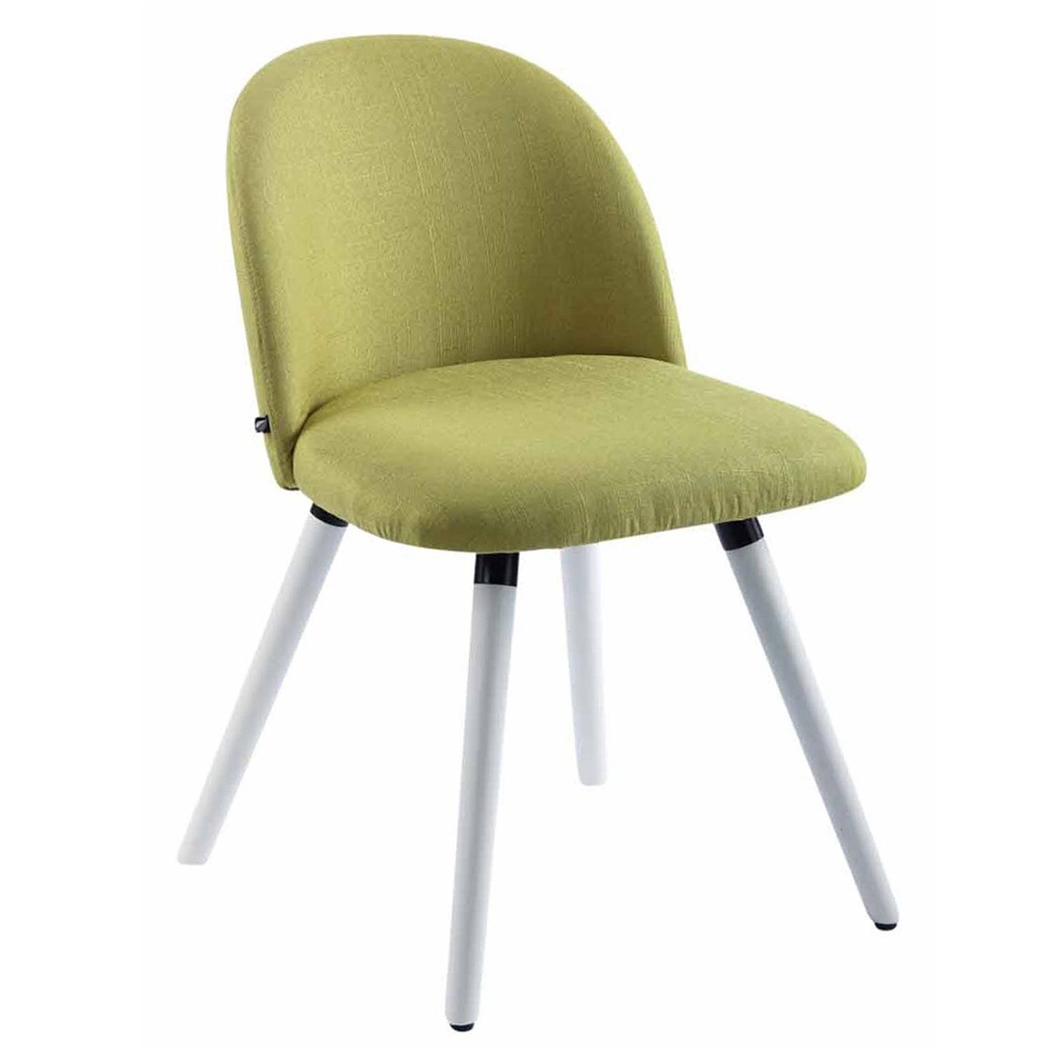 Silla de Confidente MINA, Exclusivo Diseño, Estructura en Madera Blanca, Tela Verde