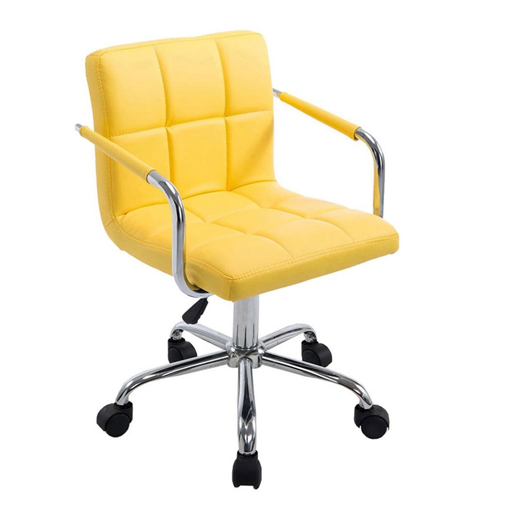 Silla de Oficina BETTY, Gran Acolchado, Estructura Metálica, en Piel color Amarillo